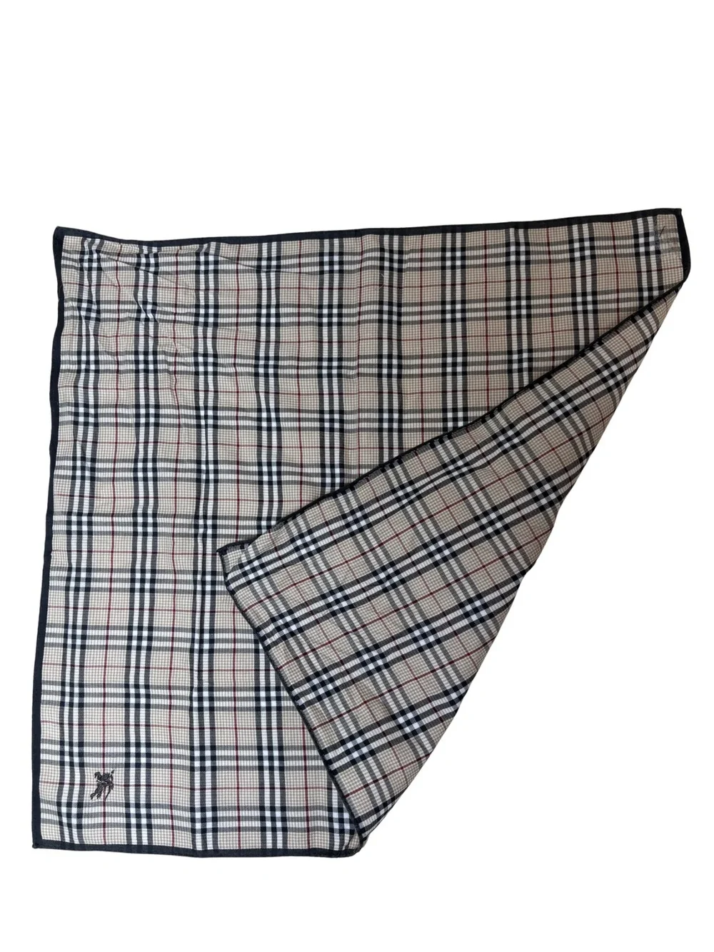 Burberry Classic Plaid Square Scarf in Beige, Black & Red
